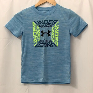 Boys Under Armour Short Sleeve Blue Graphic T-Shirt Size 7 EUC